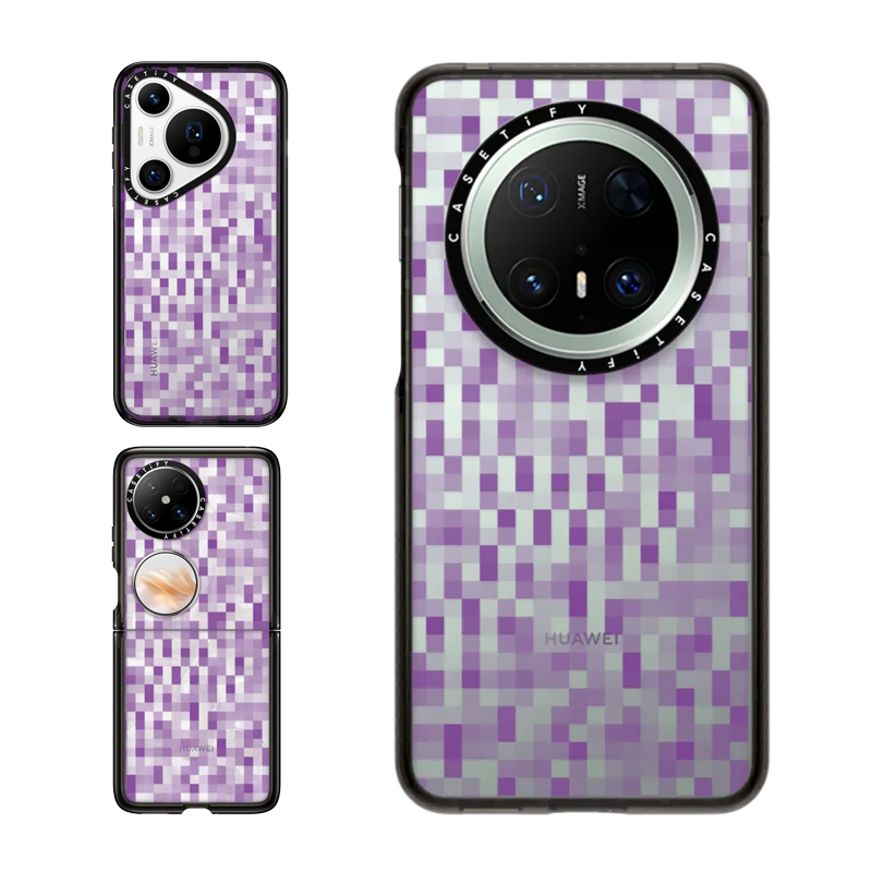 现货CASETiFY像素紫色马赛克适用华为P70 Pro手机壳Ultra/Pocket 2折叠Mate60/70Pro+个性创意高端防摔保护套