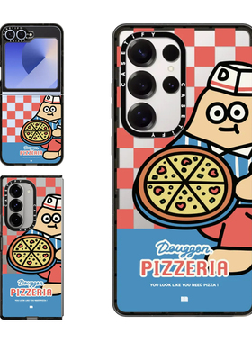 现货CASETiFY你看起来需要披萨适用于三星S24/S25 Ultra手机壳Z Flip 6/Z Fold 5面团欧兜红色格纹保护套s23