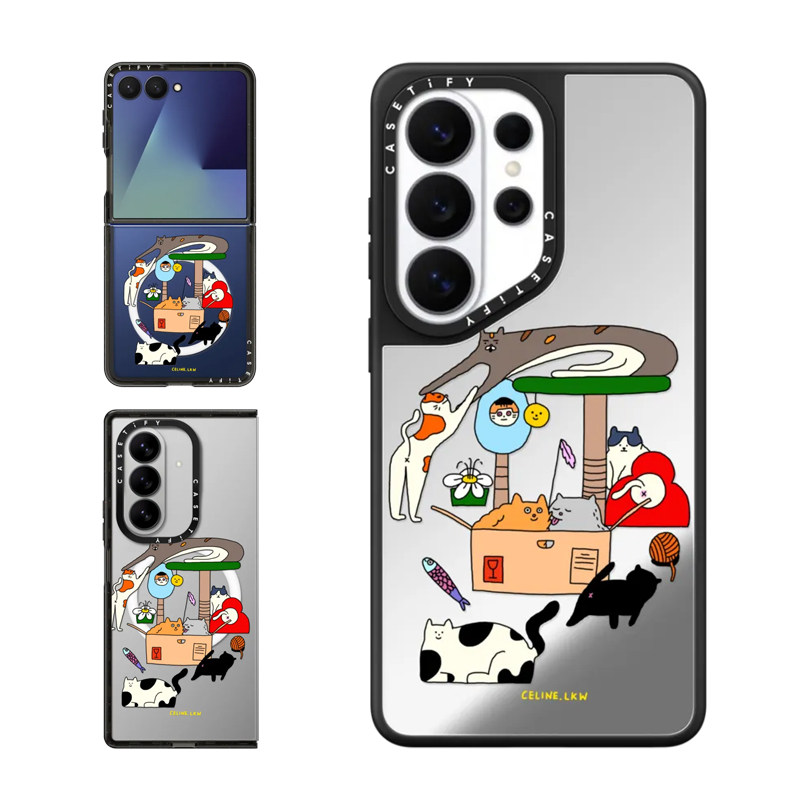 现货CASETiFY疯狂的猫适用三星S25/S26 Ultra手机壳Z Flip7/Z Fold 6/5小众趣味卡通可爱插画防摔保护套s24+