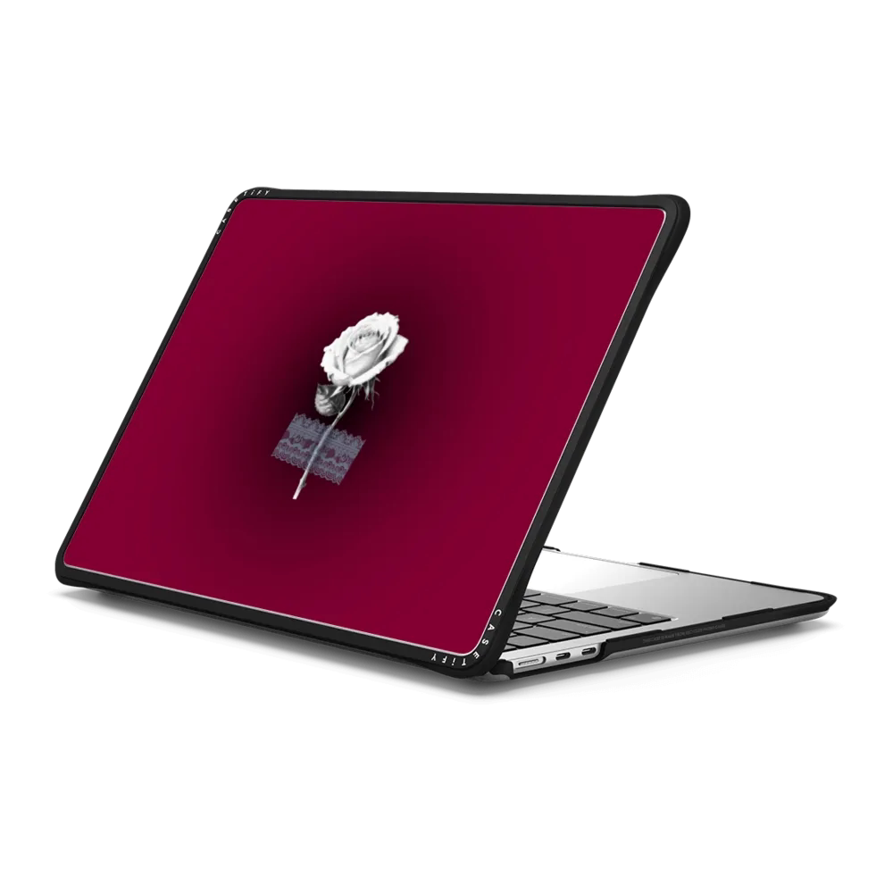CASETiFY酒红底带蕾丝的白玫瑰时尚甜酷适用苹果MacBook Pro 13/14/15/16寸电脑笔记本保护壳Air防摔套M1-M5