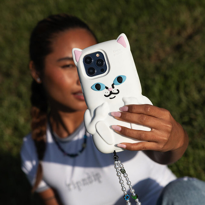 中指猫RIPNDIP x CASETiFY联名街头潮流珍藏版白色3D立体硅胶适用苹果iPhone15 pro max手机壳限量收藏保护套