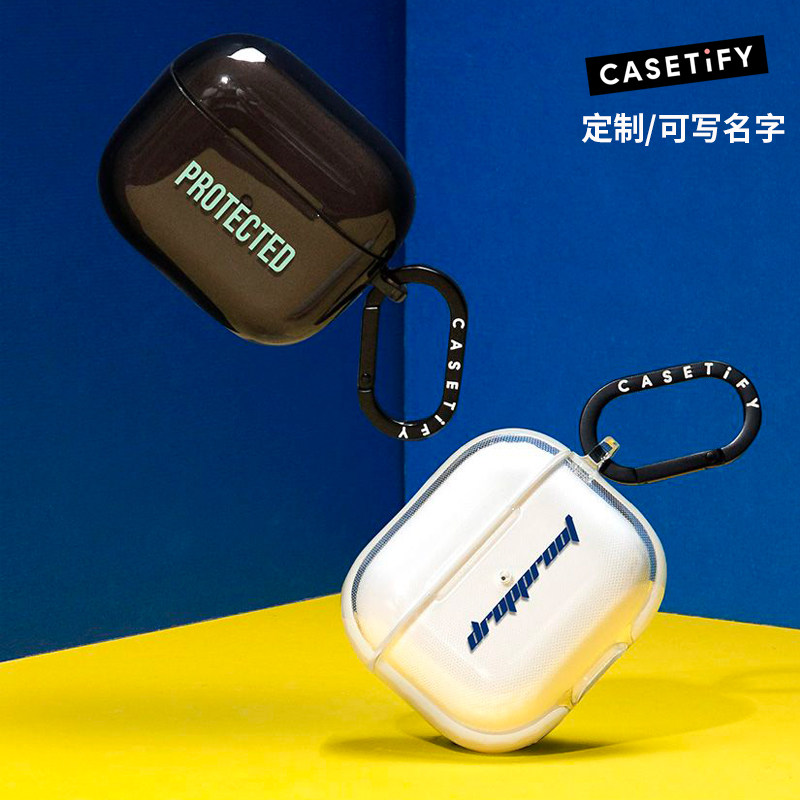可定制写名字casetify适用苹果AirPods pro 2代airpods 3/4代无线蓝牙耳机保护套透明镜面香港潮牌软壳情侣壳