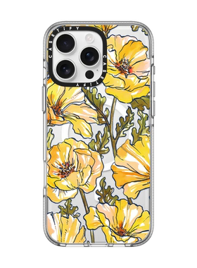 现货CASETiFY黄色罂粟花适用苹果iPhone16 pro max手机壳15/14/13磁吸时尚潮牌春日花卉艺术12防摔保护套16e