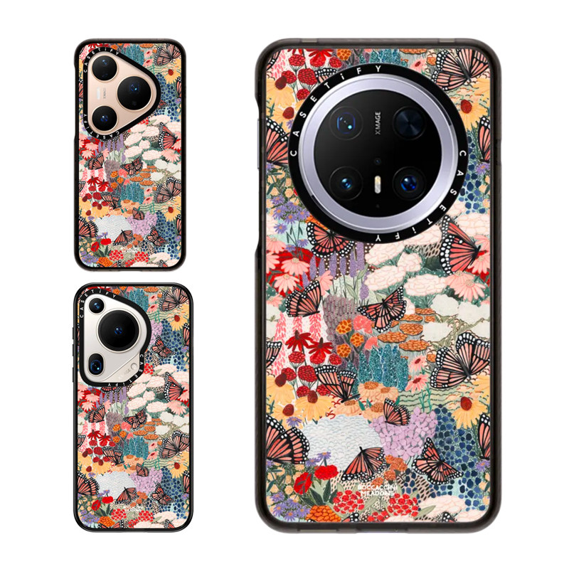 现货CASETiFY蝴蝶花园适用华为Pura 80 Pro手机壳Ultra/Pocket 2折叠Mate70Pro+时尚潮牌繁花植物美学保护套