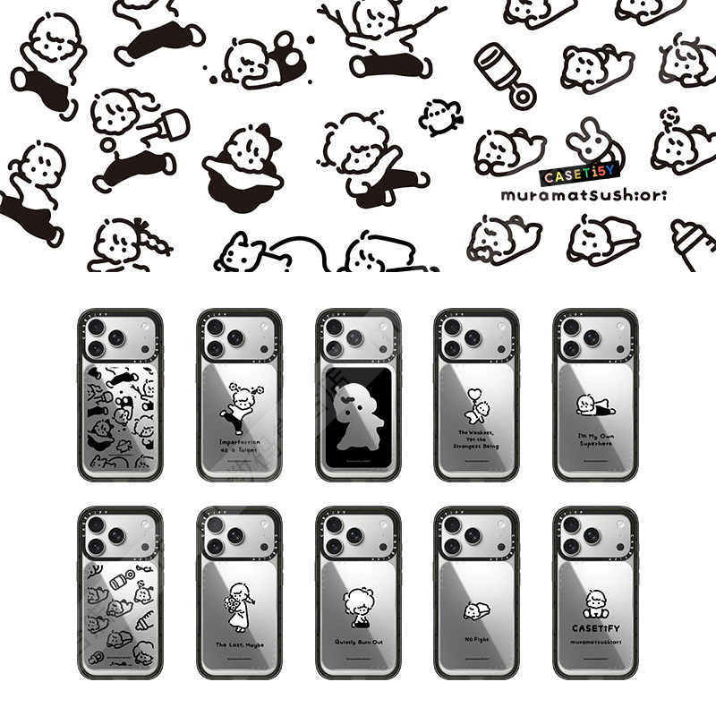 现货CASETiFY简约muramatsu shiori线条插画家磁吸手机卡包支架贴