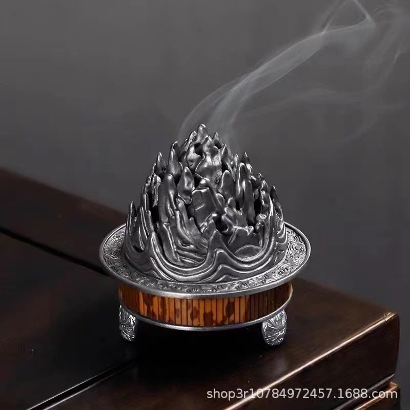 中式湘妃竹锡制香炉茶室复古三足盘香炉香托博山炉茶道香道摆件,餐饮具,茶道/香炉,淘宝优惠券,粉丝福利购,淘宝优惠卷