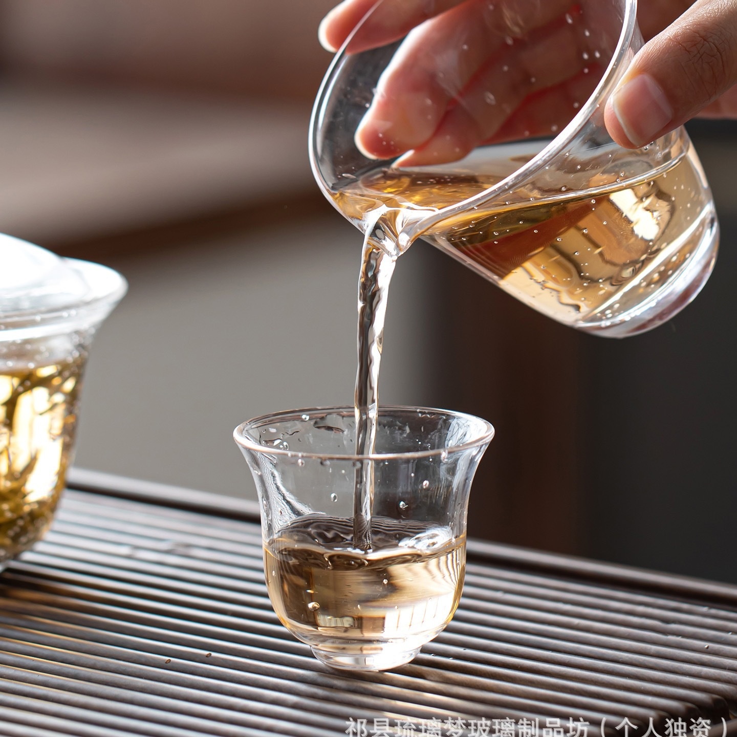 玻璃茶具透明气泡茶杯公杯手工磨砂品茗杯功夫茶具高颜值轻奢茶器