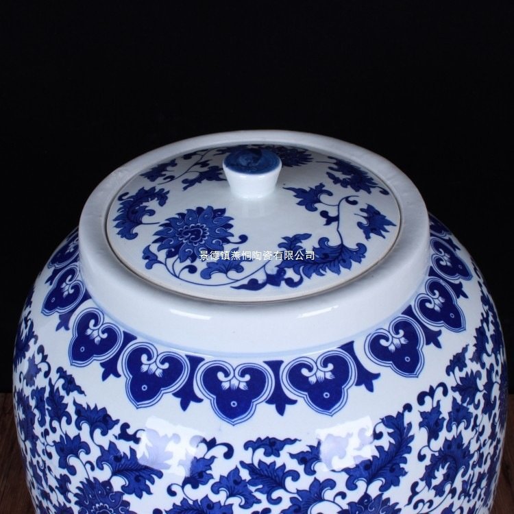 青花缠枝莲陶瓷带盖米缸水缸厨房油缸米桶米罐坛子景德镇工艺品,橡塑材料及制品,工业陶瓷,淘宝优惠券,粉丝福利购,淘宝优惠卷