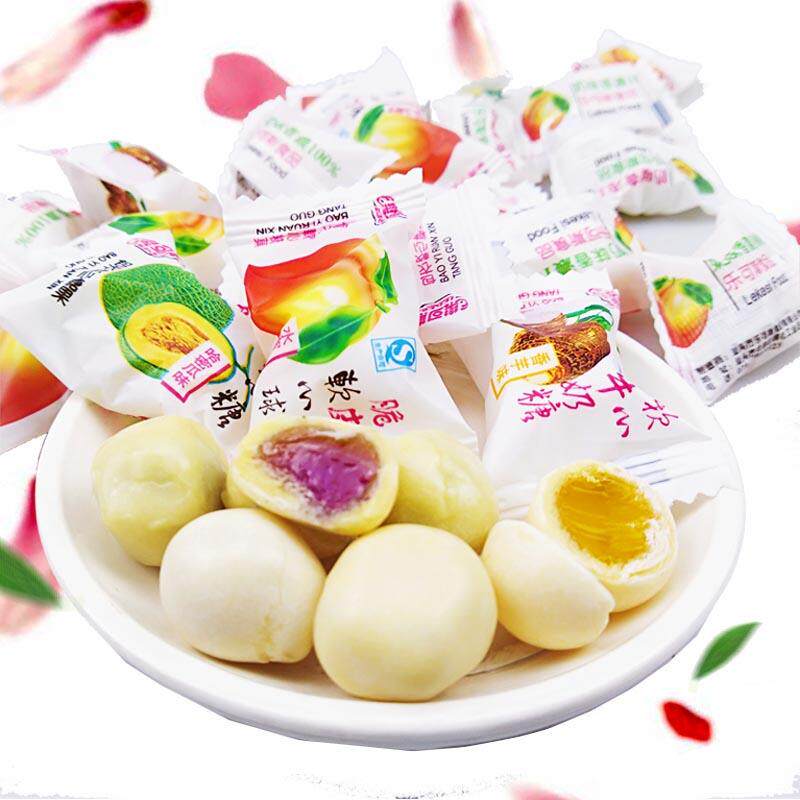 糖果小零食脆皮鲜乳球奶糖软糖混合口味水果味500g年货节散装发批