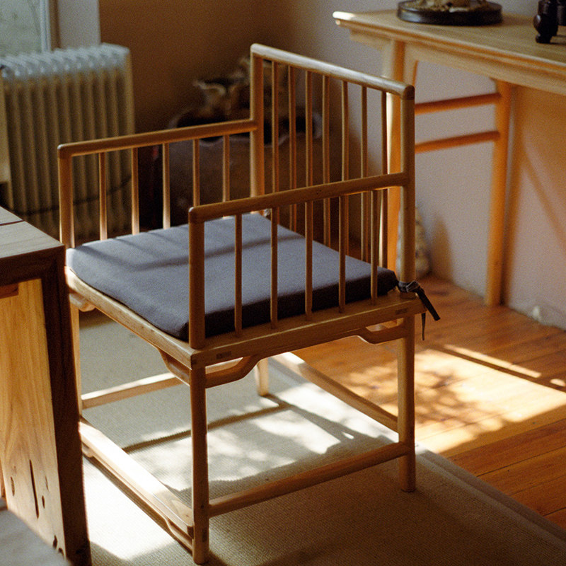 新中式茶椅子禅椅简约中式客椅实木书椅泡茶椅圈椅子客人椅子榆木