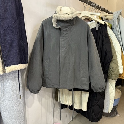 韩式立领羽绒服女2025冬季新款保暖羊羔毛领鹅绒内胆派克服上衣