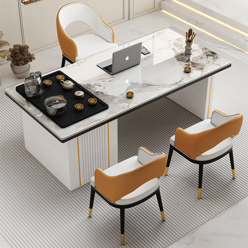 轻奢岩板茶桌椅组合办公室茶台烧水壶一体家用客厅阳台功夫泡茶桌