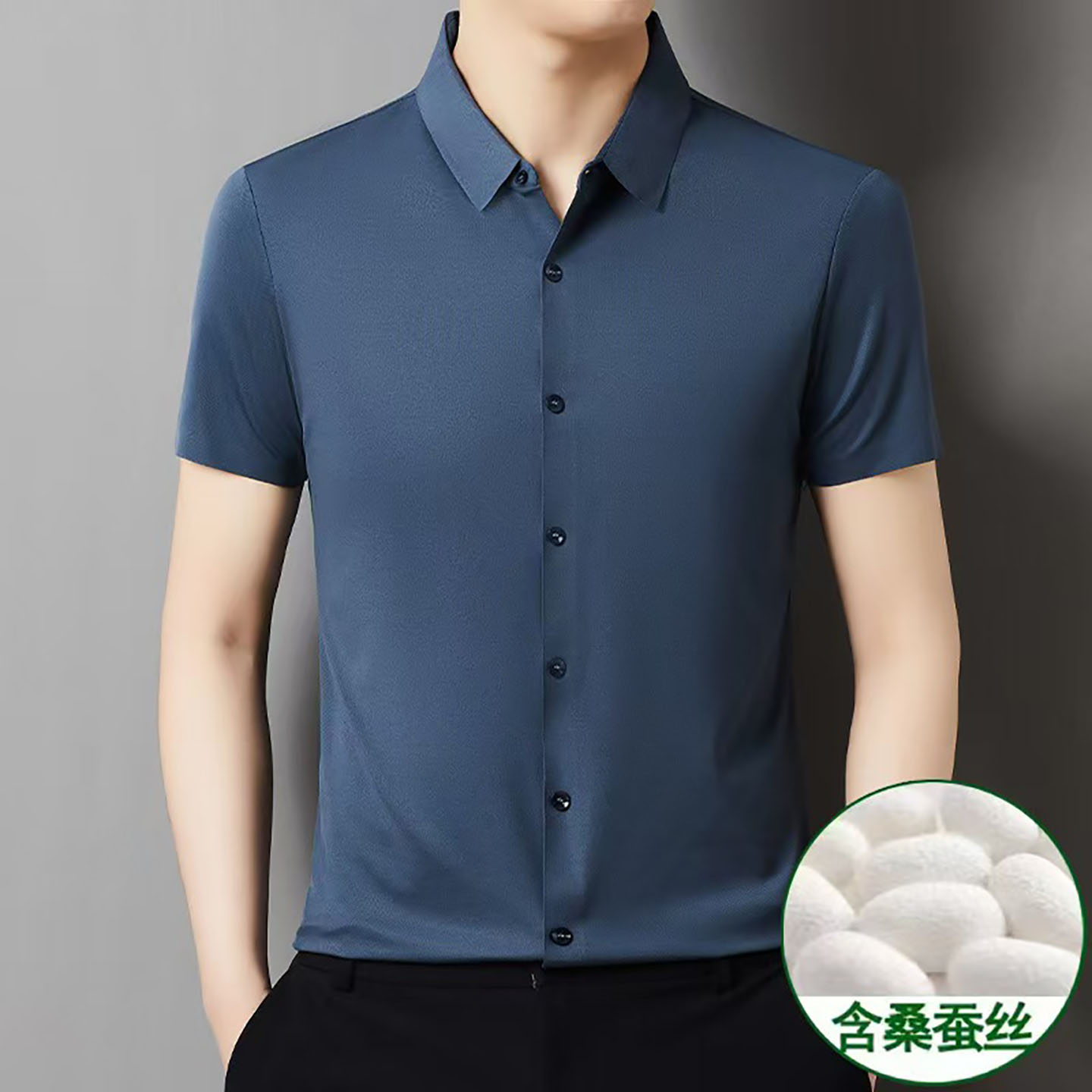 宁波桑蚕丝男士短袖Polo衫薄款图片