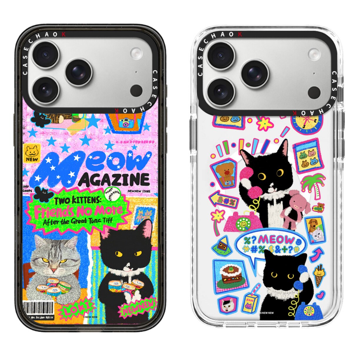 潮K奶牛猫磁吸防摔苹果手机壳