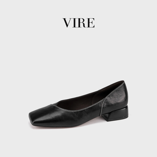 VIRE/2619501新款2025简约女鞋轻奢法式时尚低跟方头单鞋B