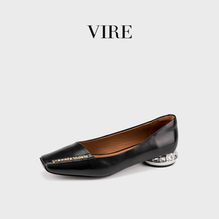 VIRE/9688785舒适通勤不累脚时尚百搭低跟方头平底鞋单鞋B