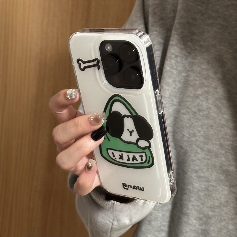 ins风绿色袋子talk小狗适用苹果