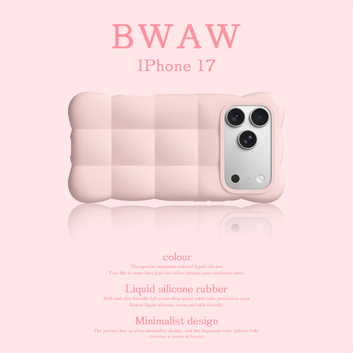 BWAW Cloud系列云想液态硅胶手机壳棉云白/晨空蓝/奶糖粉适用于苹果iPhone17全包边17promax纯色防摔17pro女