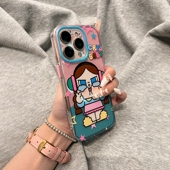 创意卡通可爱涂鸦crybaby小女孩适用苹果手机壳16全包边亚克力防摔硬壳14promax小众不撞款 iPhone13透明15pro