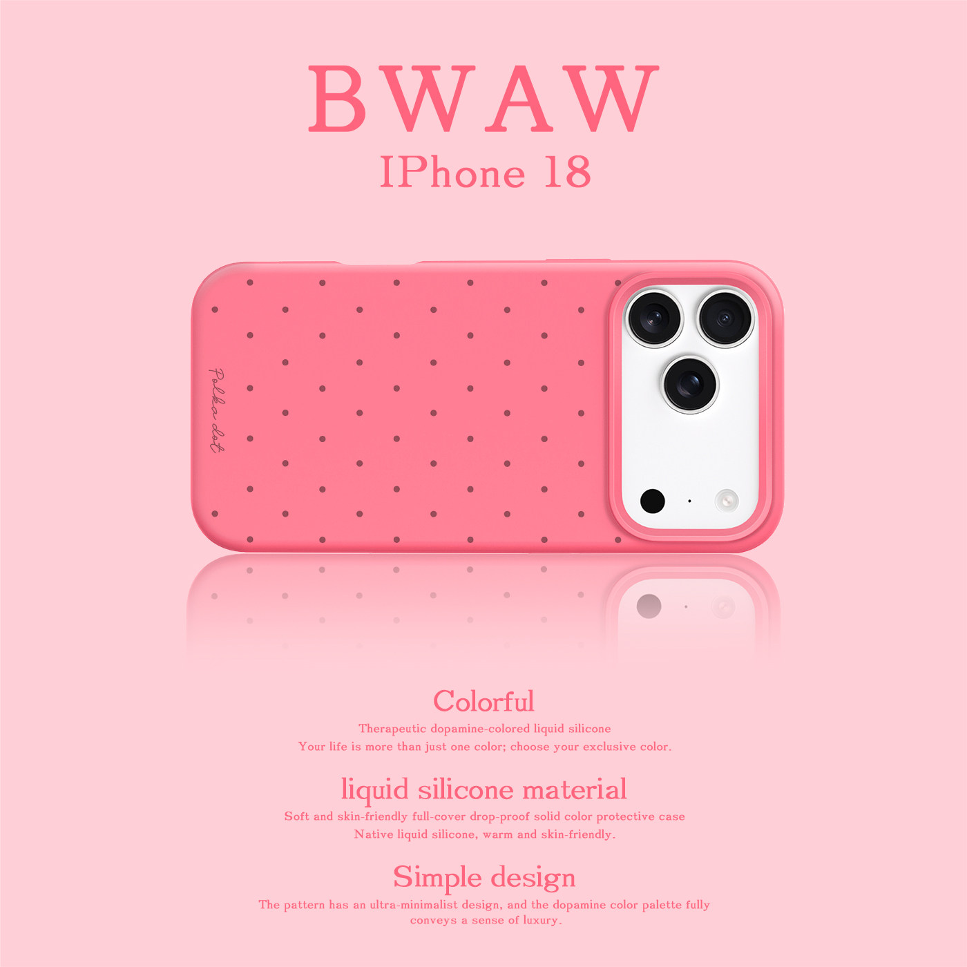 BWAW 日韩简约多巴胺波点magsafe磁吸液态硅胶适用于苹果18promax手机壳iPhone18全包防摔17pro高级感16夏15