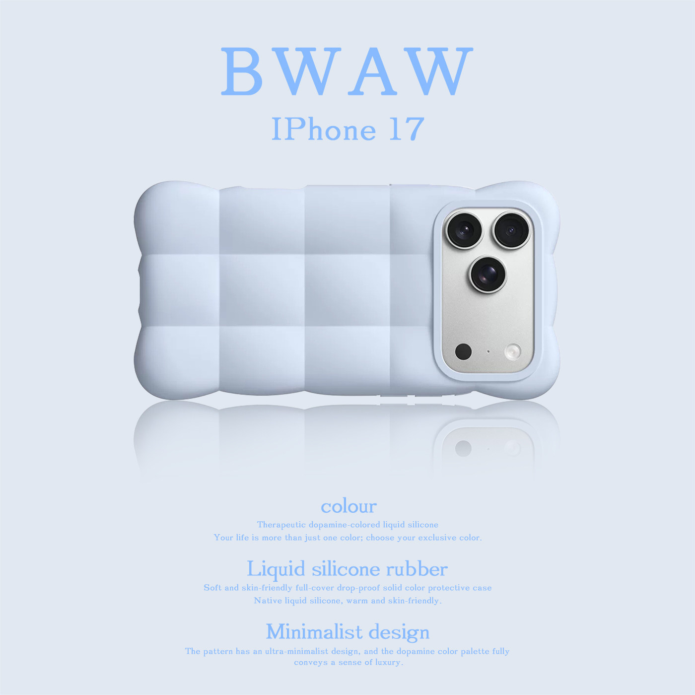 BWAW 夏日清新Cloud系列云想液态硅胶手机壳棉云白/晨空蓝/奶糖粉适用于苹果iPhone17全包17promax防摔17pro