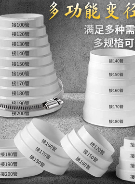抽油烟机排风管转换变径圈烟机灶具配件烟管小头赠送卡箍塑料胶带