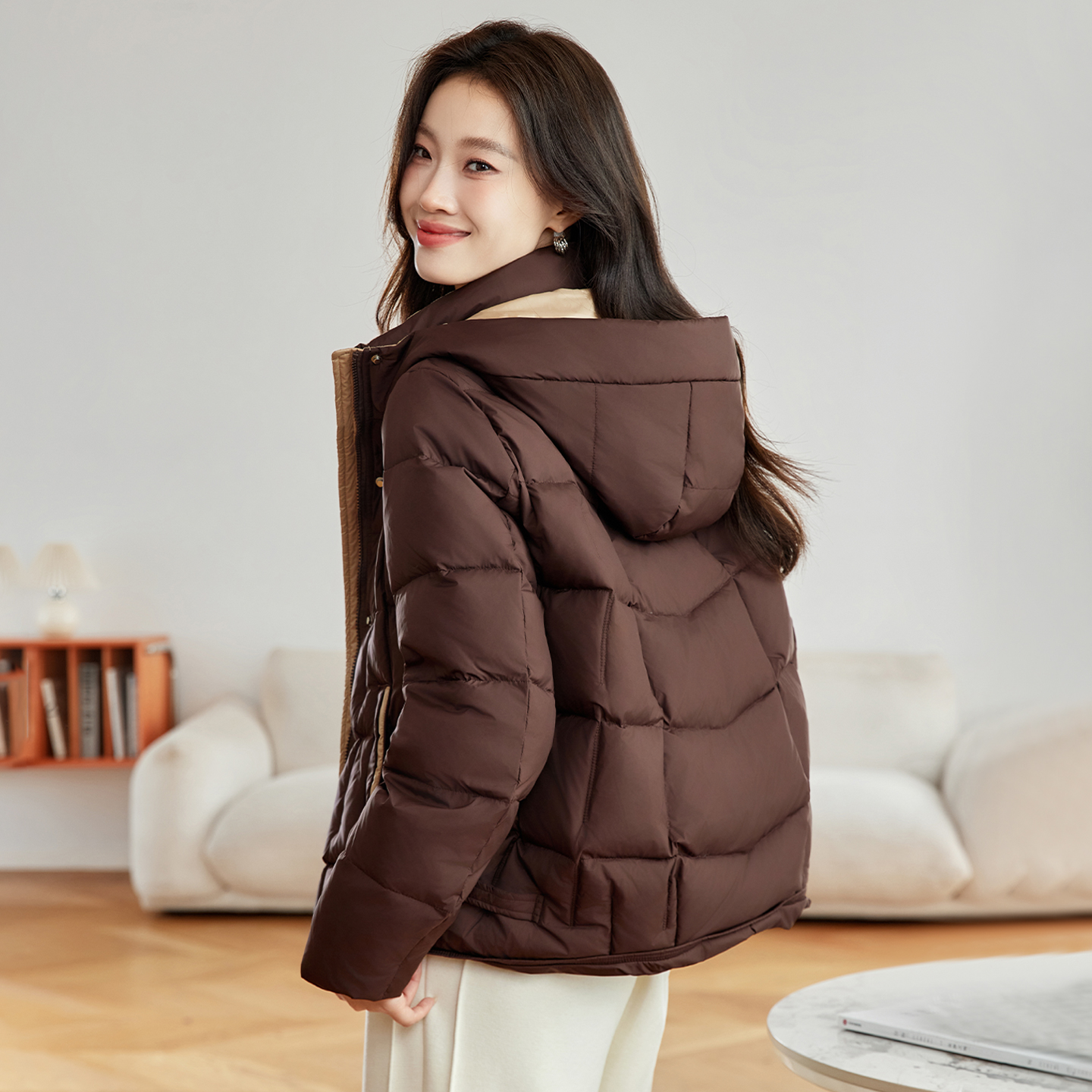 咖色羽绒服女款冬季高级感厚外套