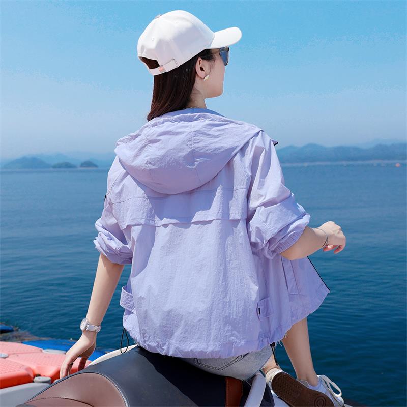 紫色防晒衣女短款2025新款夏季女款防晒服夏韩版宽松女士薄款外套