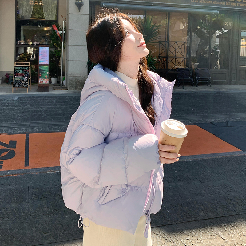 紫色短款羽绒服女冬高端品牌外套