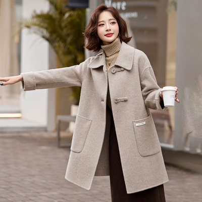 高级感双面羊绒大衣女中长款外套