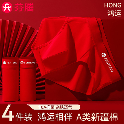 芬腾本命年A类纯棉红色三角裤男