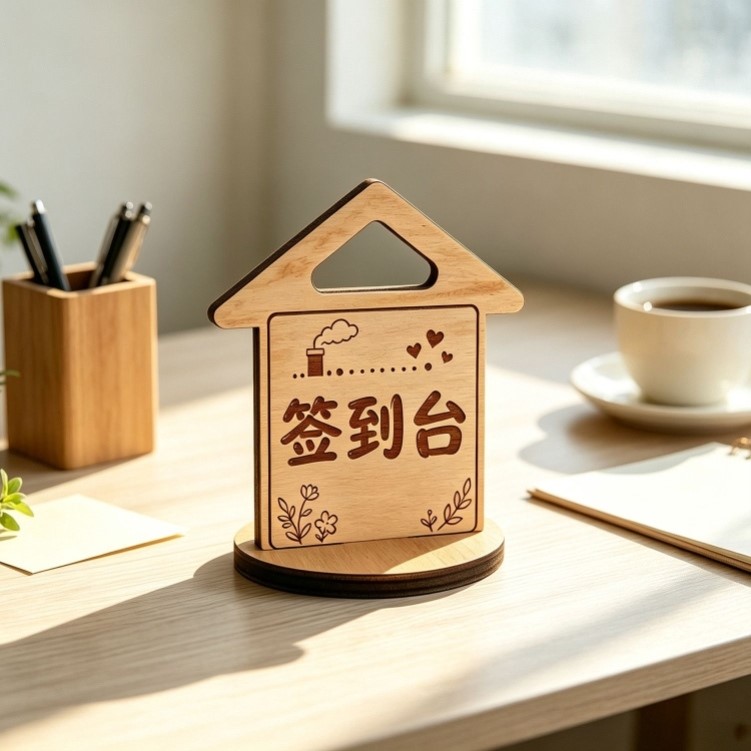 幼儿园家长会签到台牌签到处环创支架木立牌创意摆件桌面布置定制图片
