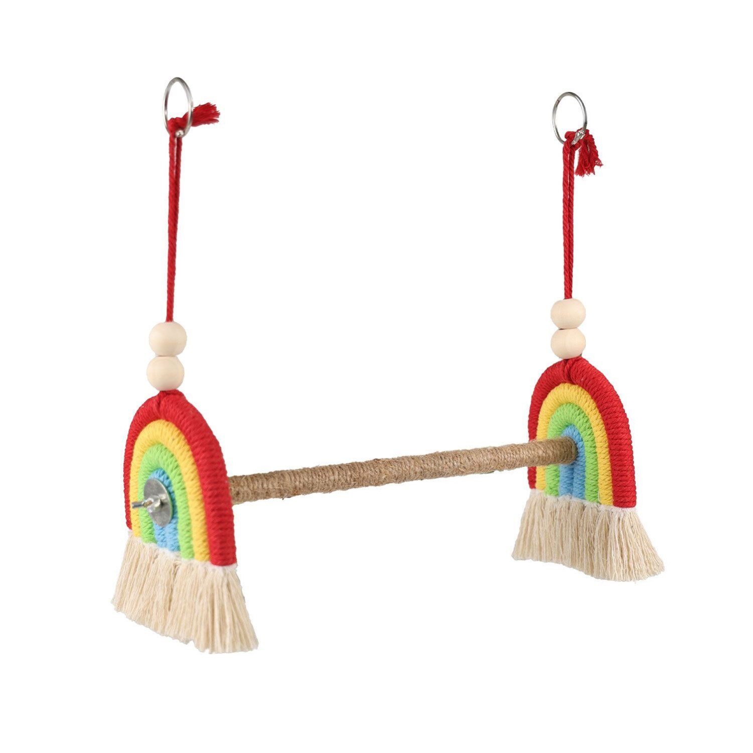 鹦鹉彩虹吊桥鸟笼配饰装饰玩具鸟类攀爬秋千棉绳站杆鸟鹦鹉专用品