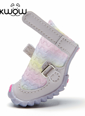 Fokwow狗狗鞋子四季透气布鞋泰迪比熊小型犬宠物外出防脏不掉狗鞋