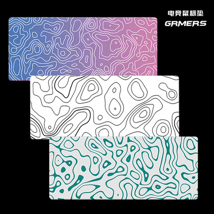 鼠标垫超大等高线黑白线条电脑桌垫电竞游戏专用滑鼠垫简约键盘垫