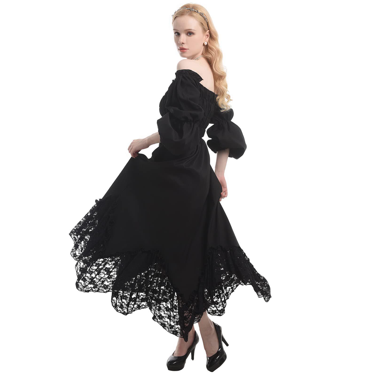 欧美华丽蕾丝喇叭袖一字领复古哥