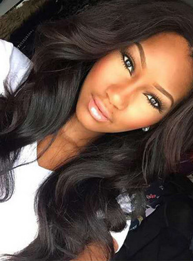 欧美假发 中分黑色大波浪 高温丝女士假发长卷发非洲化纤头套假发