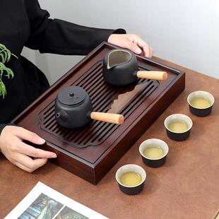 实木竹制茶托茶海客厅办公室简约盛水储水型茶盘家用小型干泡茶台