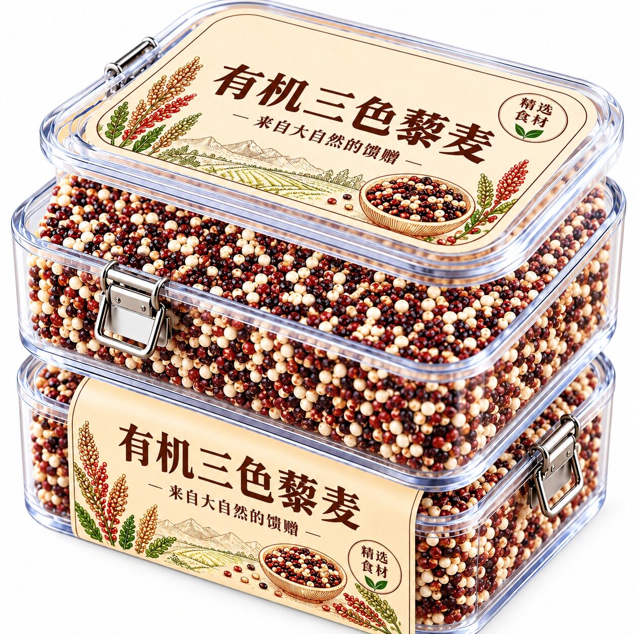 甄选三色藜麦五谷杂粮米粗粮饭非即食主食健身低GI代餐官方旗舰店