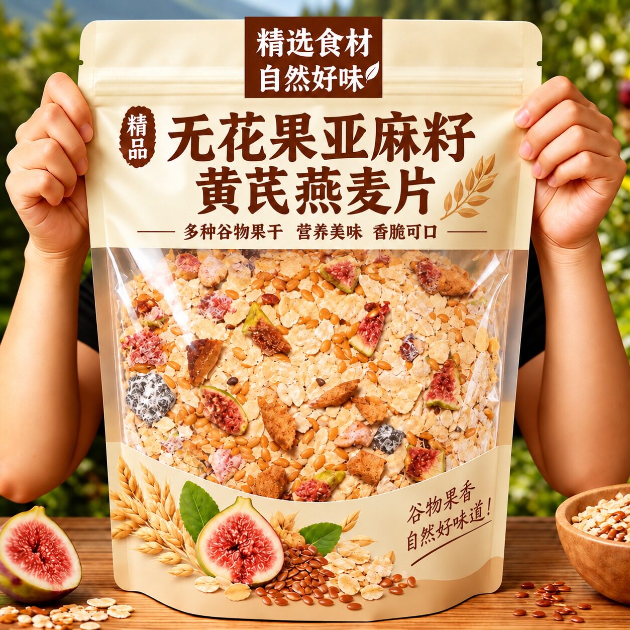 无花果亚麻籽黄芪复合燕麦片官方旗舰店膳食纤维营养代餐即食冲泡