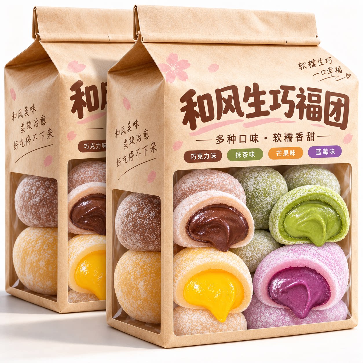 上行斋和风生巧福团官方旗舰店多口味雪媚娘糕点爆浆夹心大福零食图片
