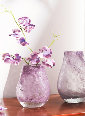 艺术玻璃紫色花瓶摆件现代简约客厅茶几电视柜玄关可水培花器装饰