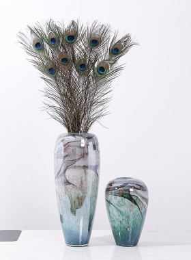 轻奢水墨画艺术玻璃花瓶摆件