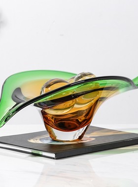 现代轻奢简约高档玻璃果盘