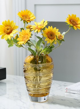 琥珀色玻璃花瓶现代简约