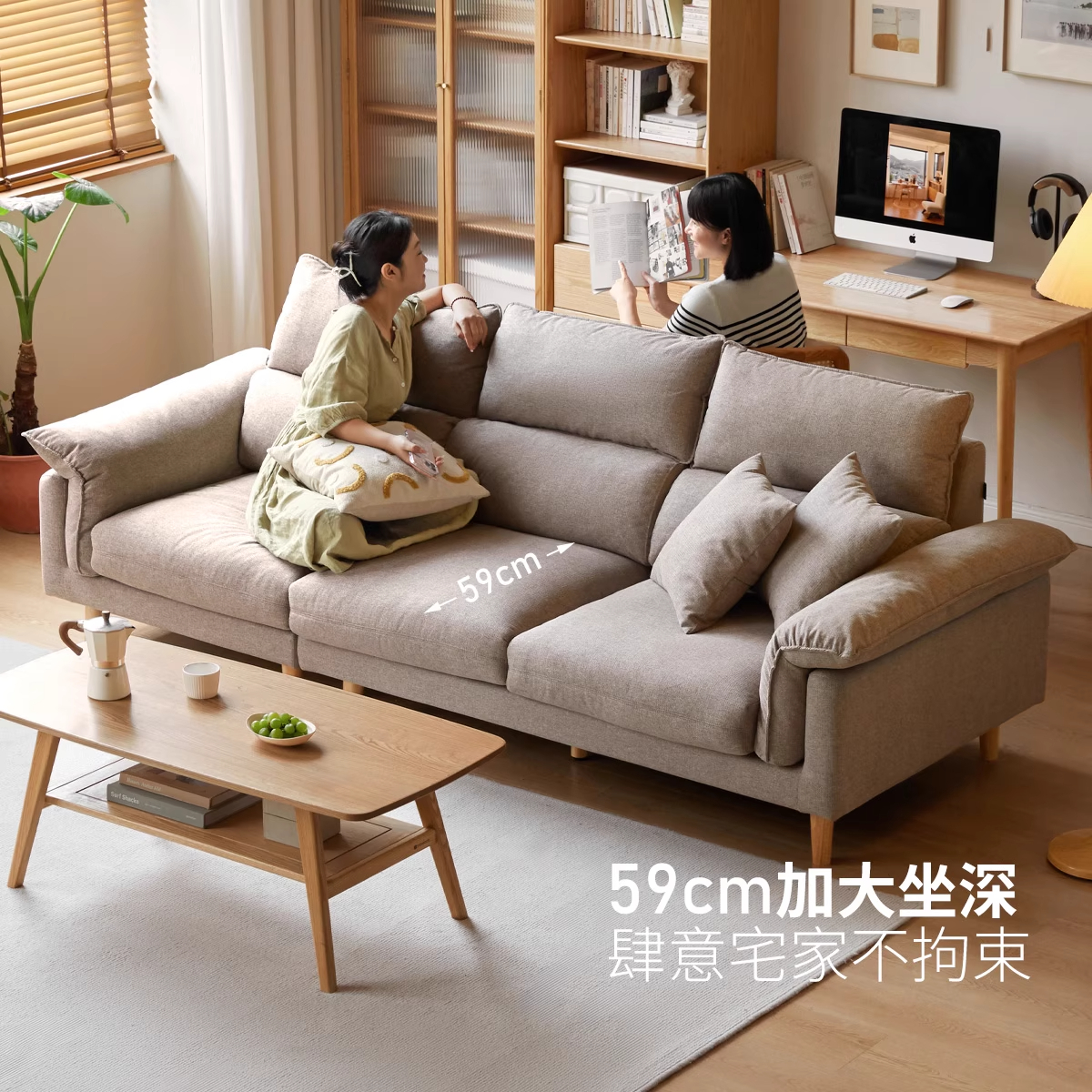 布艺沙发2025新款客厅小户型沙发简约三人家用白色猫抓高脚布沙发