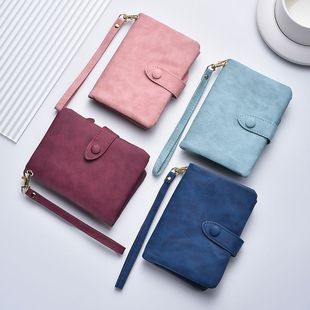 韩版新款小清新磨砂短款钱包女款学生多功能大容量硬币零钱包皮夹