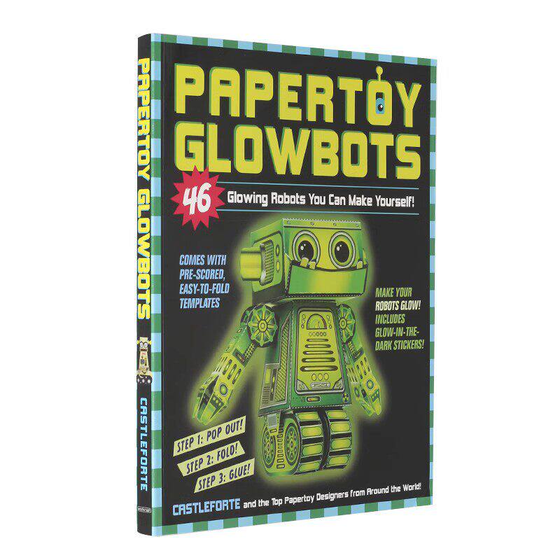 发光机器人折纸书 英文原版 Papertoy Glowbots: 46 Glowing Robots You Can Make Yourself! 进口童书 手工做46个会发光的机器人