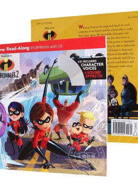 超人总动员2 迪士尼故事书 英文原版绘本 Incredibles 2 Read-Along Storybook and CD 进口童书 附CD有声读物 平装 Paperback