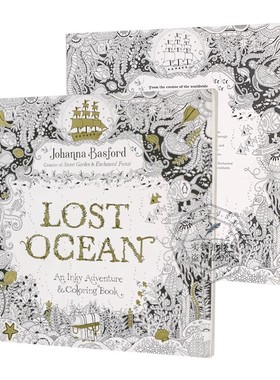 迷失海洋填色涂鸦绘本书 英文原版 Lost Ocean An Inky Adventure and Coloring Book 秘密花园系列 乔汉娜贝斯福作品 平装 进口书